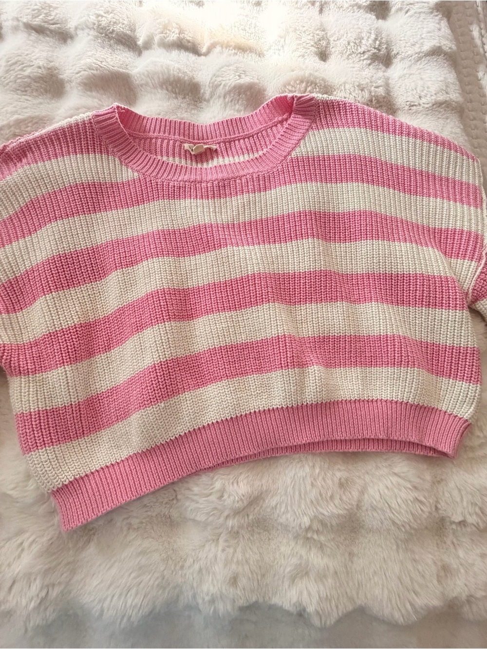 eesome Pink and Cream Striped Knit Top